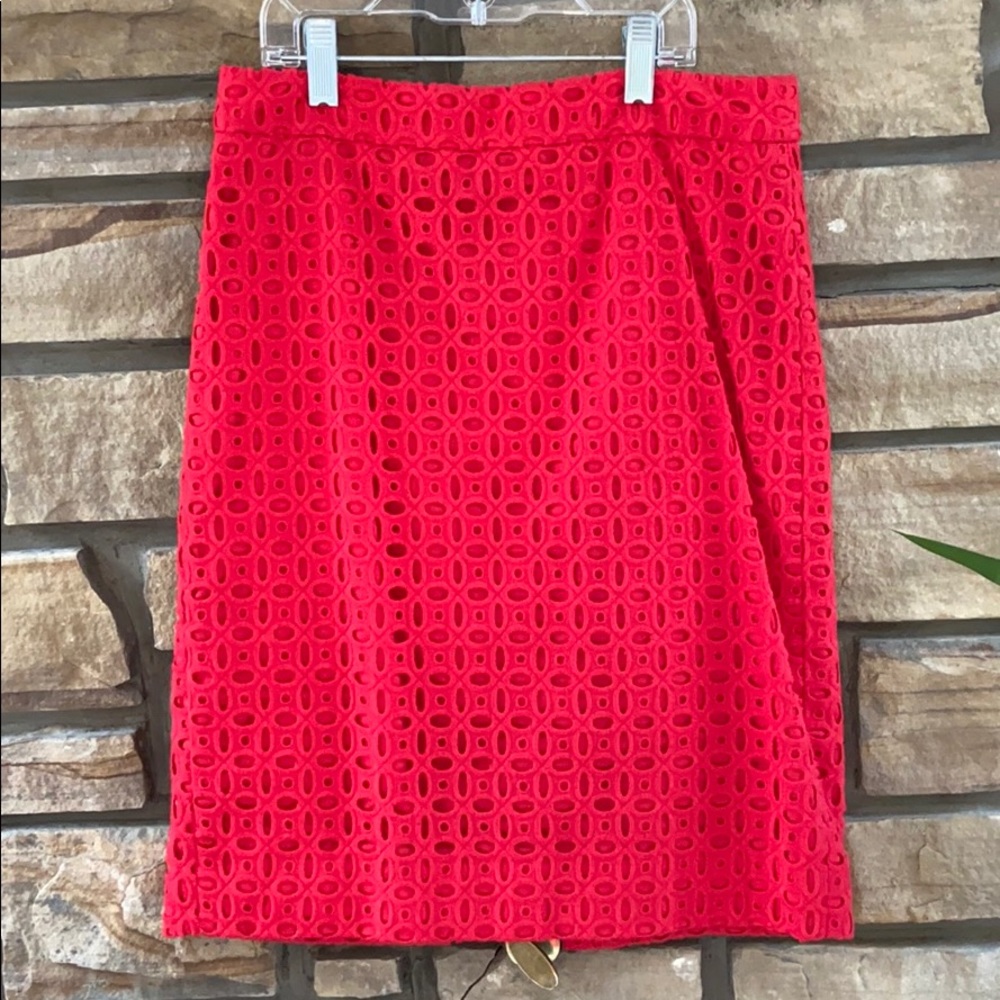 Eyelet Pencil Skirt